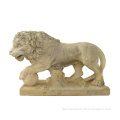 Hand Carving Sculpture Life-Size Marble Travertine Lion Statues
